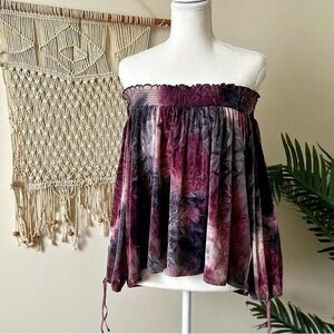 American Eagle Outfitters Off-Shoulder Velvet Blouse - Purple and Black